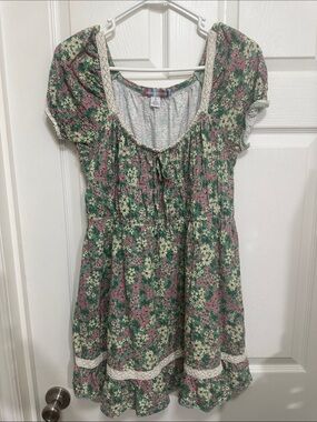 Urban Outfitters Green and Pink Floral Short Dress